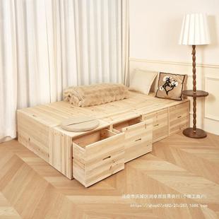 实木榻米木储物箱拼床长方专形可坐收箱纳4124箱加宽旭榻免安装其