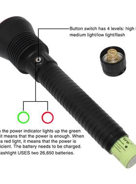 潜水灯筒红盖头外壳P70光潜黄水筒手电水下照明强电光DF7LED防水