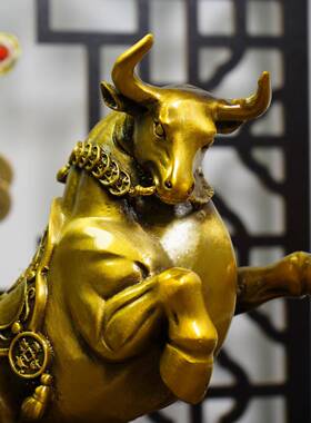 牛厅华尔街牛生肖牛牛气冲天家居客办室公装饰铜摆件财源滚864035
