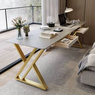 新品意式岩板长条桌靠墙窄书桌双人阳台窄条桌办公电脑桌床边工作