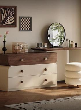 中古风实木妆梳台角斗一体伸VXP缩柜转桌子卧室床尾多功能储物化