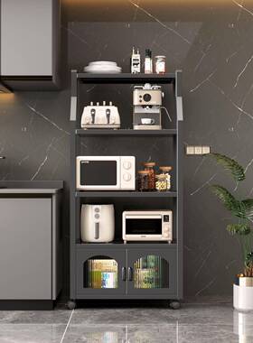 厨房置架微波炉多功能收HTY纳多层落地架子物客厅边橱物柜厨房餐