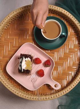 9C泰国藤编茶飘窗台茶几餐竹编家用高脚果盘果篮轻巧便携户外T000