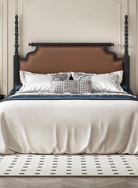 法式复古床美WOE式实木床1.米8卧双人床现代简1.5米主黑色床中约