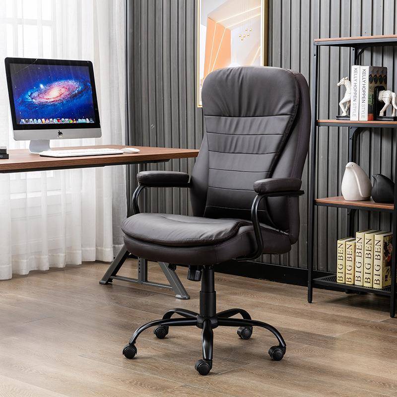 复椅古黑色办CF2108公椅老板可舒旋美转可升降适软皮坐垫靠背设计