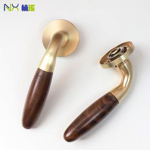 门锁室内卧室静音把手家用个性木饰木纹3号音分门锁简约锁静体具