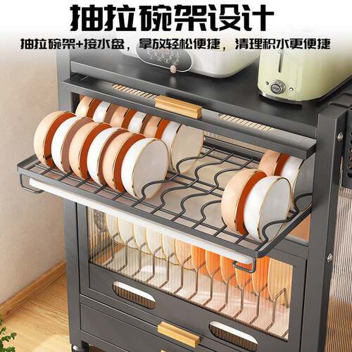 防尘上翻门碗碗碟收架上翻门台面碗盘餐纳微具波收纳柜厨房炉高脚