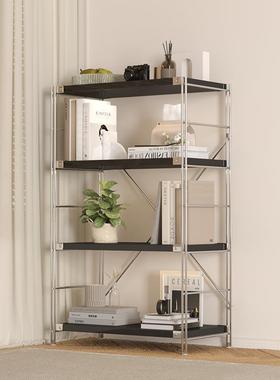 PUN钢收木物架日式多层纳架置落地储物家用多功能架书架原木风架