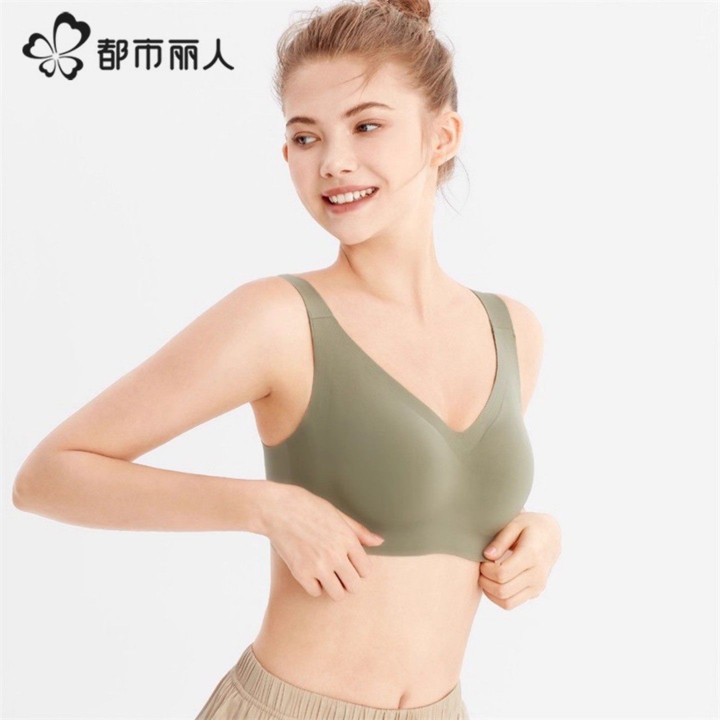 都市丽人无钢圈无痕舒适光面透气运动内衣女上托透气背心式文胸