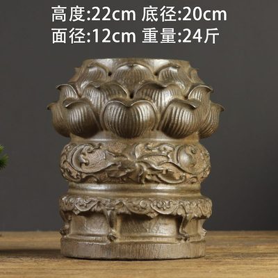 天然缠枝石门底座中式石墩青整料复古石柱座墩石头雕刻摆件莲花石