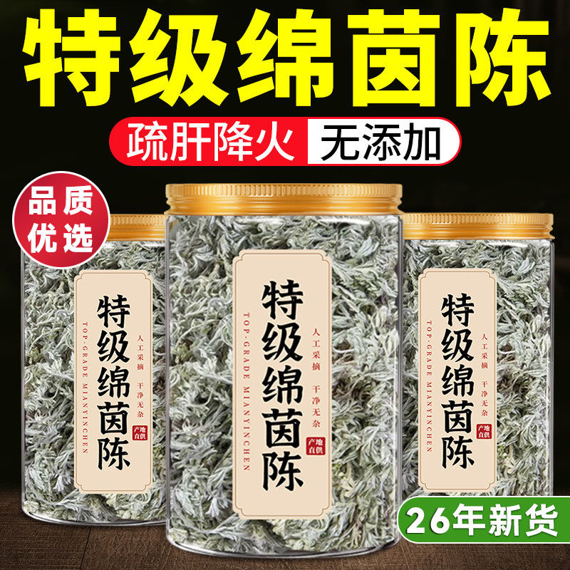 正品茵陈中药材官方旗舰店野生新货特级白蒿三月棉茵陈新鲜泡水喝