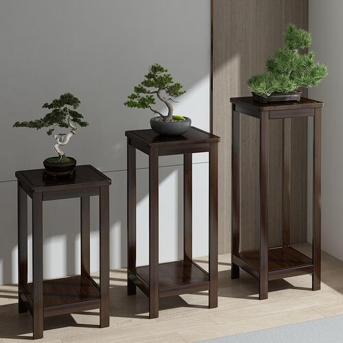 中式花架客厅落地式花盆托架多层盆栽置物L架新款非实木绿萝植物