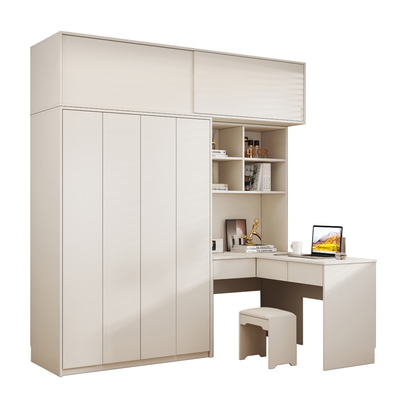 全柜定制实木多层板小户型卧室连体电脑桌衣柜组合转角连体书桌柜