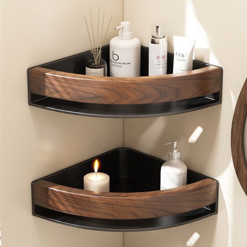 核桃浴室三角形储物架厕所洗手盆浴室搁板无打孔墙储物架,家庭/个人清洁工具,浴室角架/置物架,淘宝优惠券,粉丝福利购,淘宝优惠卷