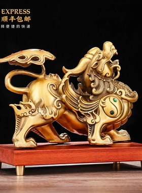 招财铜貔貅摆件一对客厅办公室桌面玄关聚财貔恘装饰乔迁开业礼品
