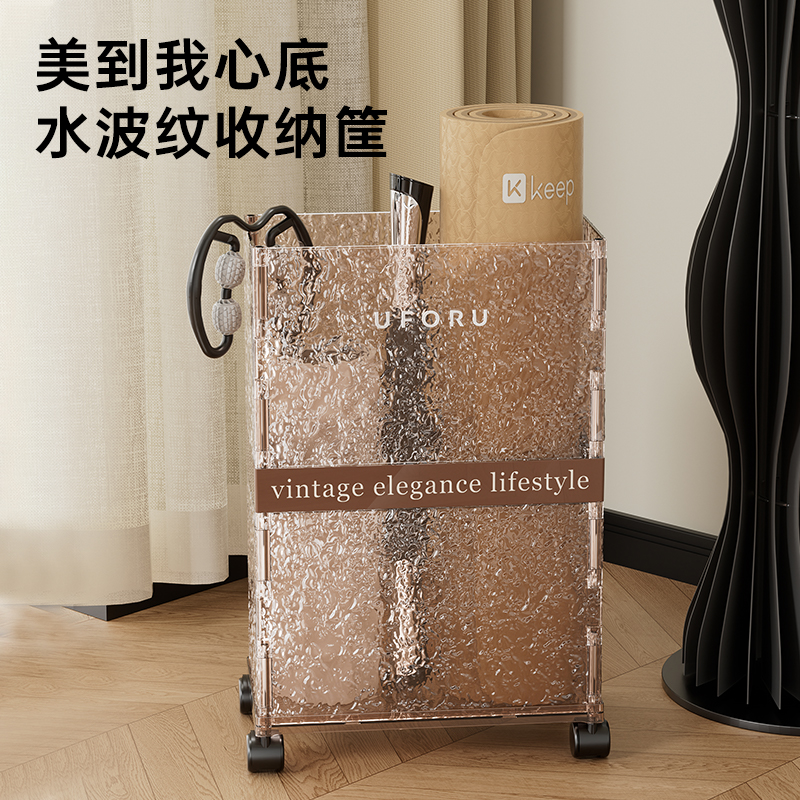 瑜伽垫健身垫收纳箱运动器材家用款大号收纳筐窄高型小推车置物架