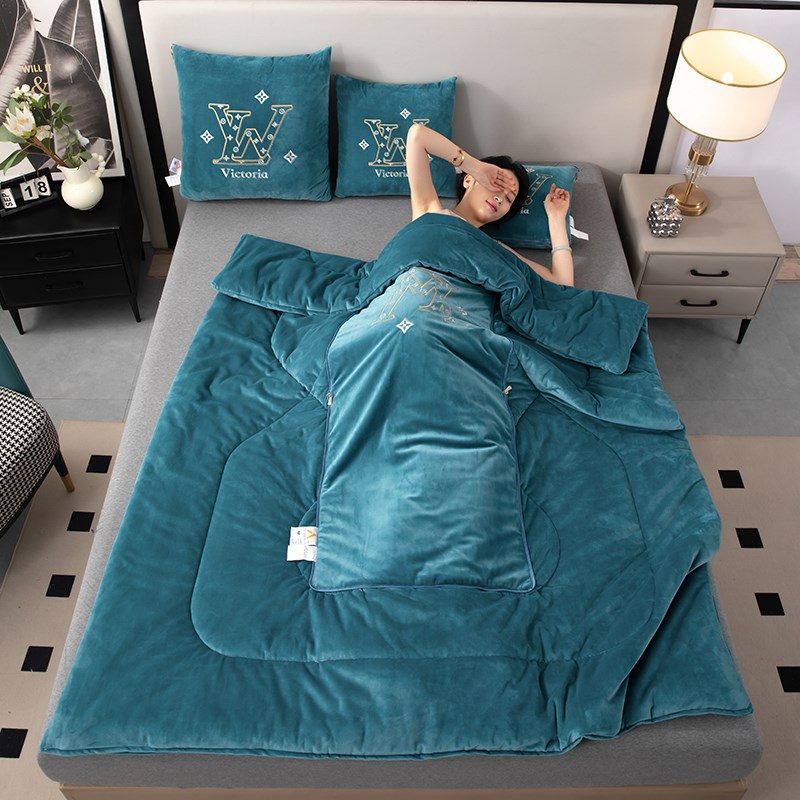 婴儿绒抱枕被子冬款78斤1.8米宽2.1米长可机洗车载午休空调被