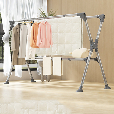 不锈钢落地晾衣架阳台家用折叠伸缩户外晒被架卧室晾衣杆挂衣架子