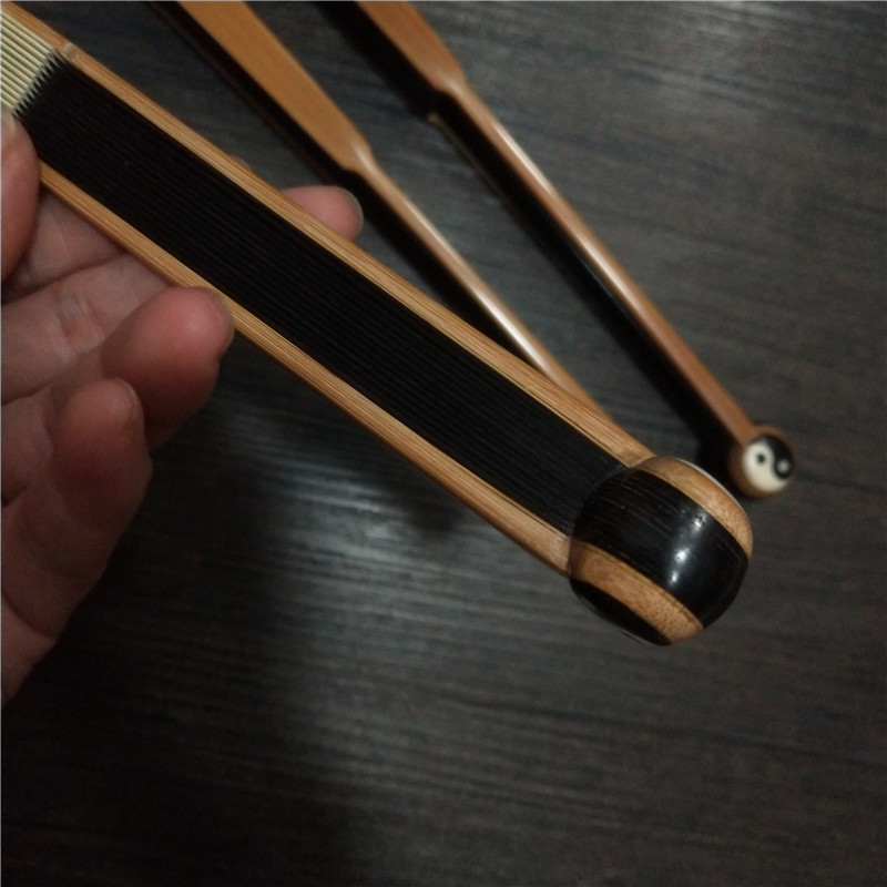 收藏礼品文玩折扇9.5寸老凉床料玉竹乌木小骨太极八卦头扇骨扇子