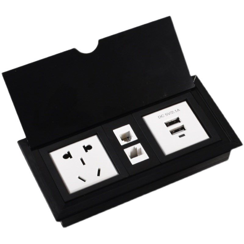 桌面新品多媒体插座底盒嵌入式多功能线盒会议桌办公桌接线信息盒