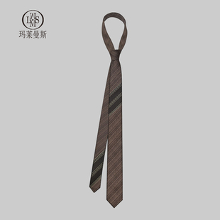 学院风领带男衬衫 饰女韩版 细窄时尚 棕色斜条纹简约手打潮5.5CM k装