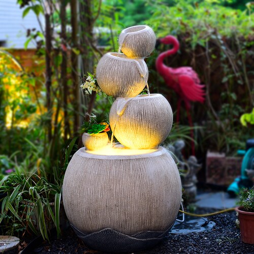 现代庭院简约流水喷泉摆件花园装饰E景观小品养鱼假山循环落地水