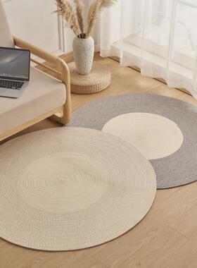 日TNL式编织圆形地童垫儿房室地毯卧客厅沙发茶几垫厚耐磨棉加绳