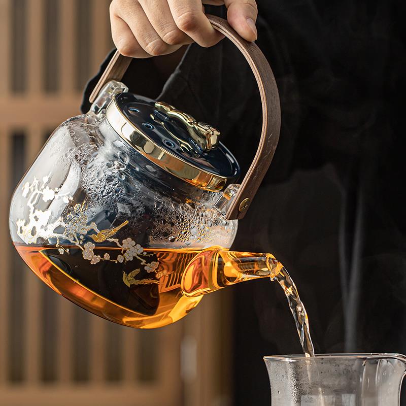 电陶炉茶器玻璃沏LZF68494煮茶壶烧水泡喝茶茶煮壶圆形大汽容量蒸