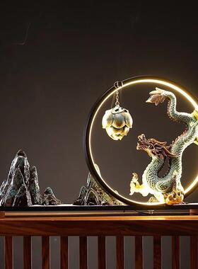 里江无饰山灯圈龙摆件创意沙盘假山造景千办公室客厅玄关财装招摆