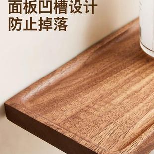 卫生间免打孔胡桃木收BGS浴室置字物架木一板纳实架墙上收纳洗手