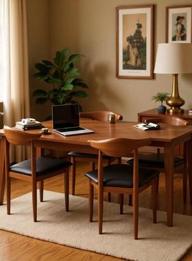 实木大桌书桌约学生靠墙写字IUZ桌学班习桌办公桌家用卧室长桌条