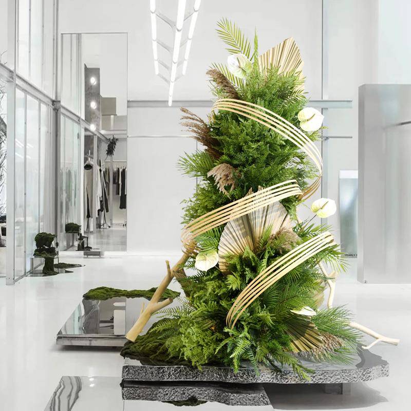 大型仿植物花HL-446装摆件拱门藤编插花造置景竹编艺酒店橱窗真绿