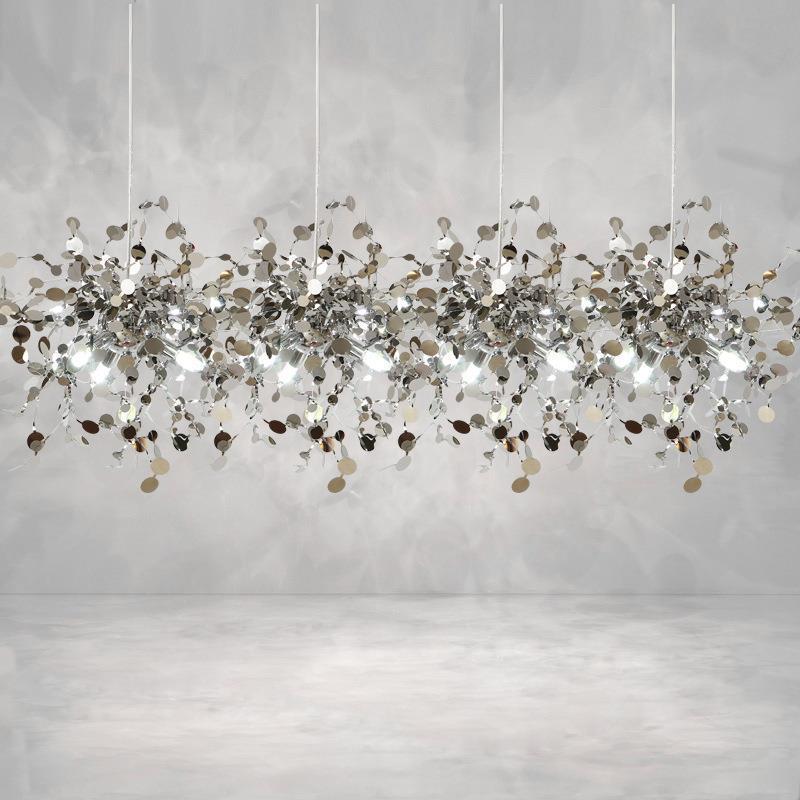 现代简约计服装店装饰设创意圆412形不锈钢圆厅片餐台吧橱窗吊灯