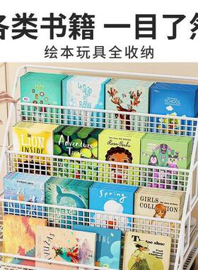 儿童书架绘本架玩具收纳一体简落地可移动宝宝易置架物架DSU铁艺