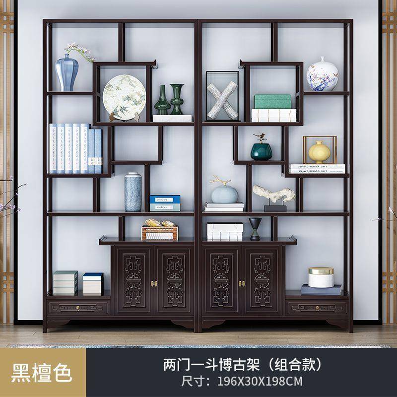 款新中式博古架高端实见详情架木宝阁置物架办多公室展示柜隔断陈