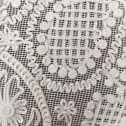 新款复古棉线大滴绣WYY55镂刺立体盘带绣花水大腰果刺绣空网格面