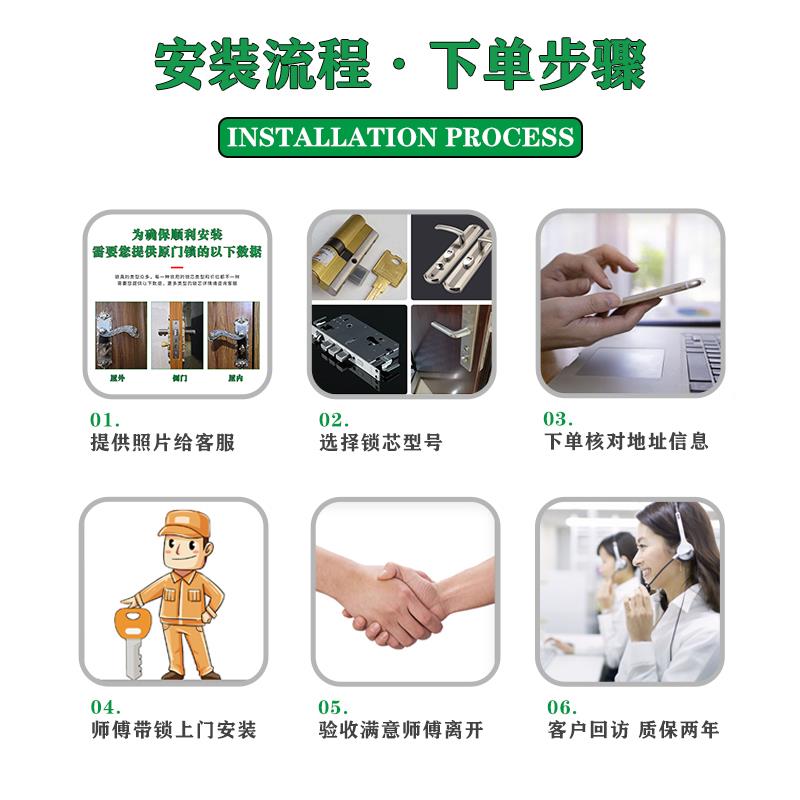 ft带锁上门深上门换防盗门芯手家用通用型超c级入户门修锁圳锁体
