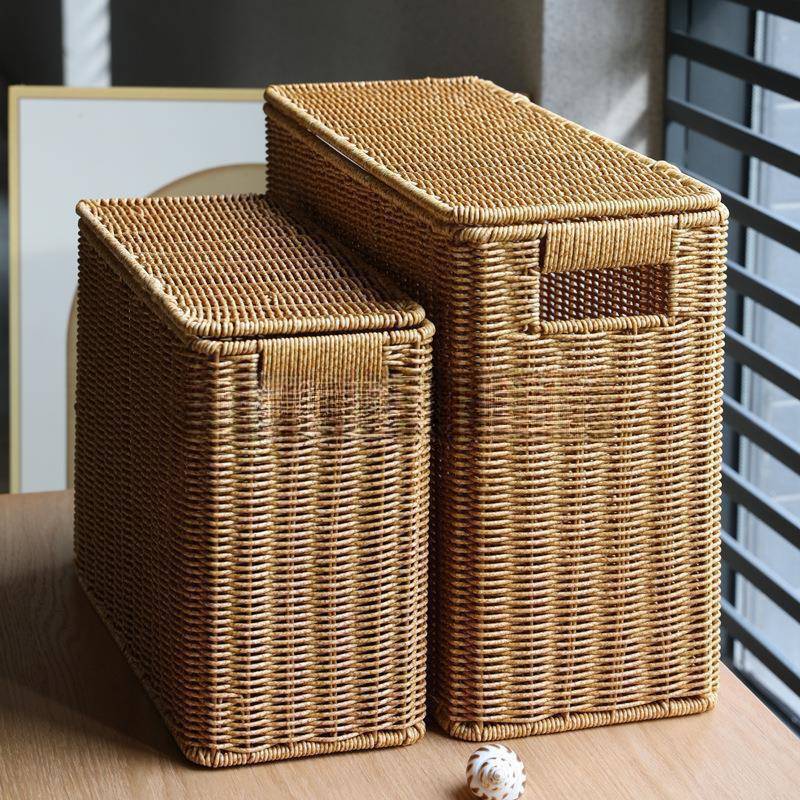 缝窄高型带盖收发纳箱NGV家用隙杂志筐藤角编墙角沙边储物盒