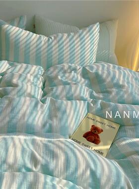 24新款床双上套高克重A类水洗件棉DP024888纱皱层皱纱四件套简约