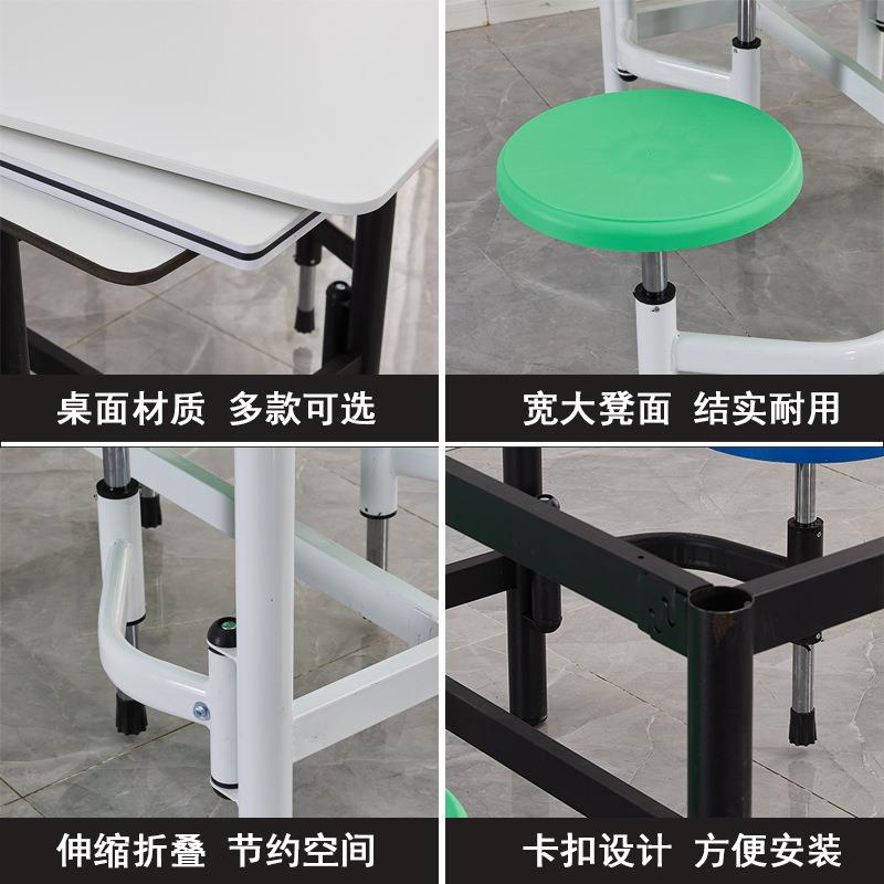 员工食堂餐椅组合抗倍特桌面可伸缩快餐桌学校不锈桌挂VYR钢凳餐