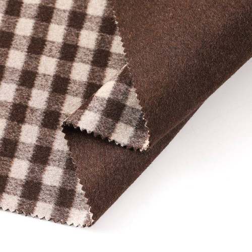 正羊VSH布反异色棋格双面毛大衣时装面料秋冬顺毛英盘伦格粗纺毛