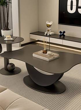 轻奢岩板蝴规蝶黑色茶AXM几客厅户家用轻奢现代形不则桌异小型家用创