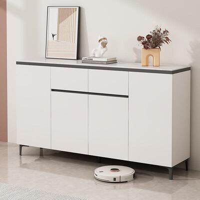 木岩板餐边实柜简柜约物茶水柜边橱柜客厅家用储QRC柜碗柜厨房收