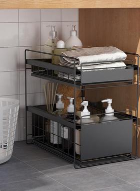 免打篮孔下水橱柜厨房层拉双架抽屉式碗抽拉调料架I65561铁艺意赛