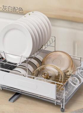 置厨房A20608-2放碗碟的沥水子亚工厂碗碟物架架带筷笼碗盘收纳架