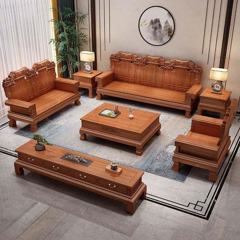 花梨木木全实沙发组合式仿古明清典象头雕347古花冬夏两用中客厅