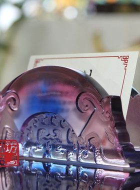 琉璃摆件名片夹 礼品实用商务纪念御工艺龙品会议珏名片座坊 双