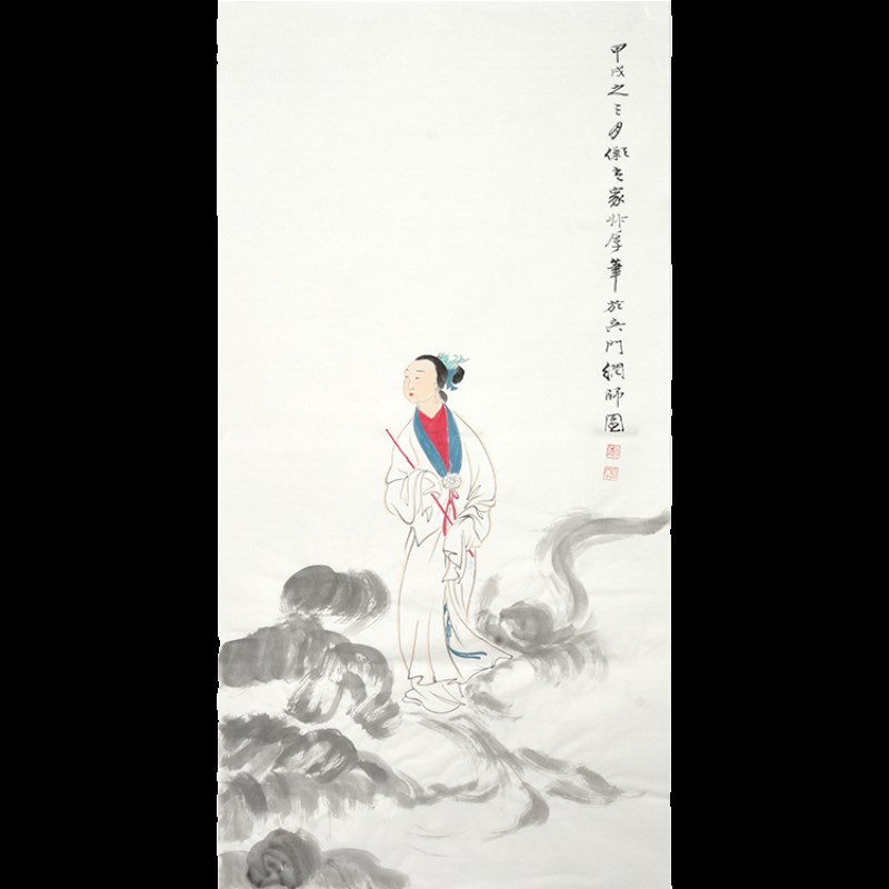 名家张大千纯手绘装饰画国画水墨画人物画客厅画玄关画图片