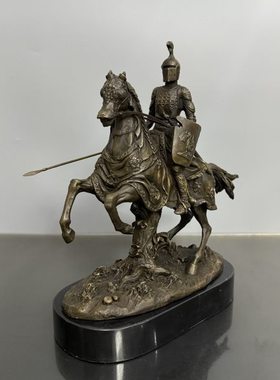 骑士雕塑马盔甲欧洲中世纪古典铜雕塑工艺术品家居饰品礼品摆件