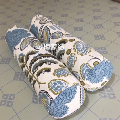 帆布小清新沙发头枕套 长条圆形抱枕套飘窗台 R颈椎靠垫填缝圆柱